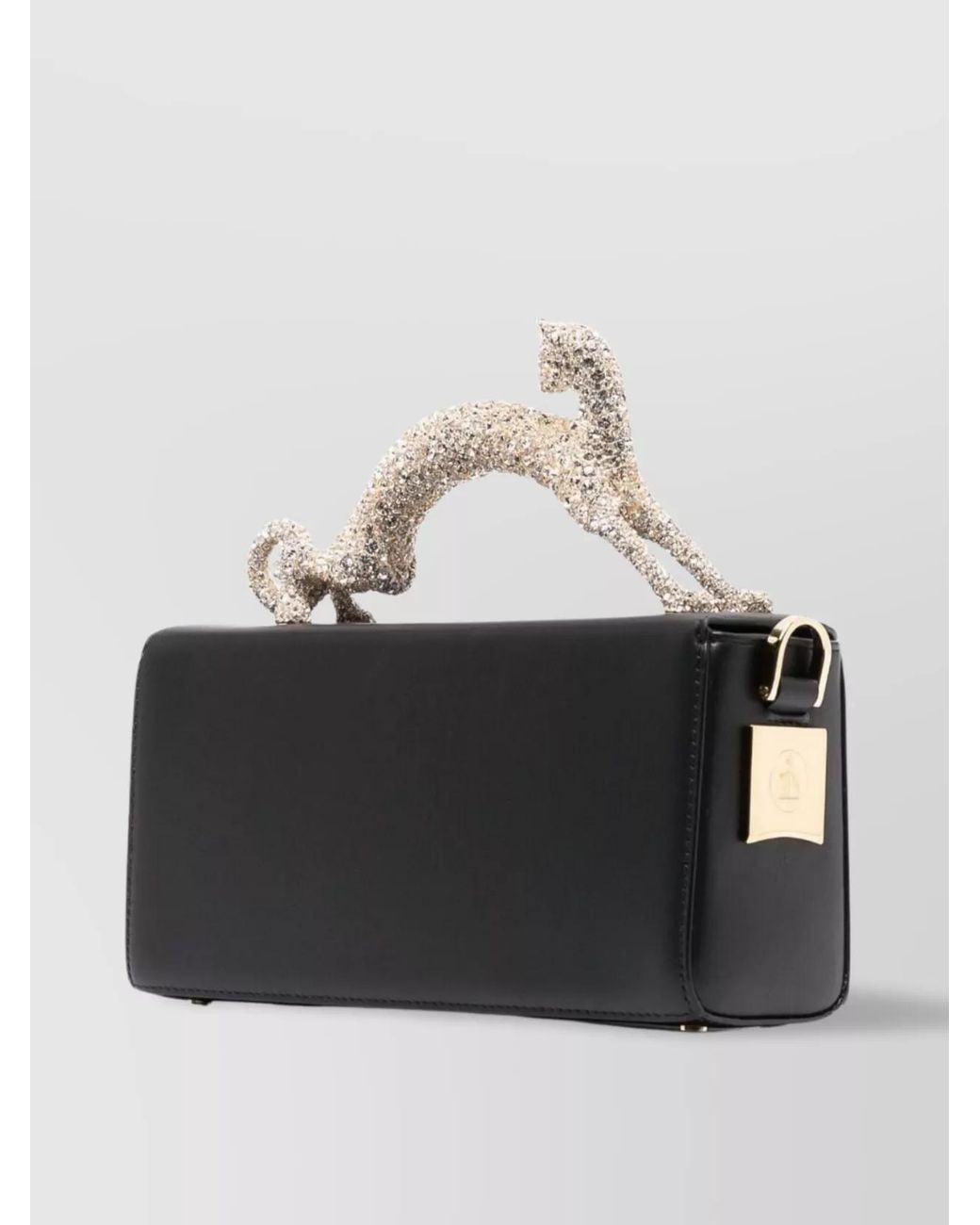 Lanvin Black Embellished Buckle Clutch Bag