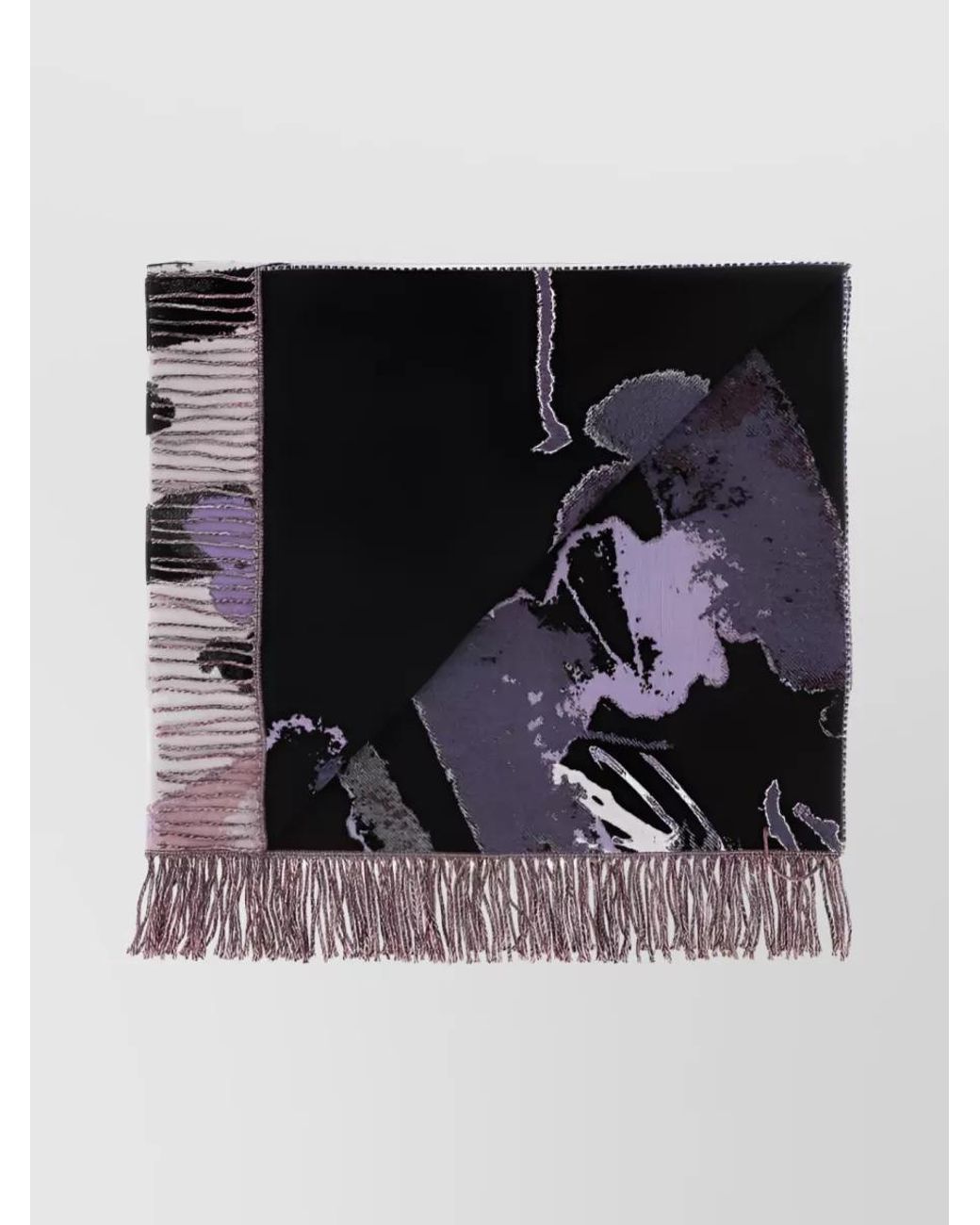 McQueen Multicolor Wool Cashmere Fringed Blanket Scarf