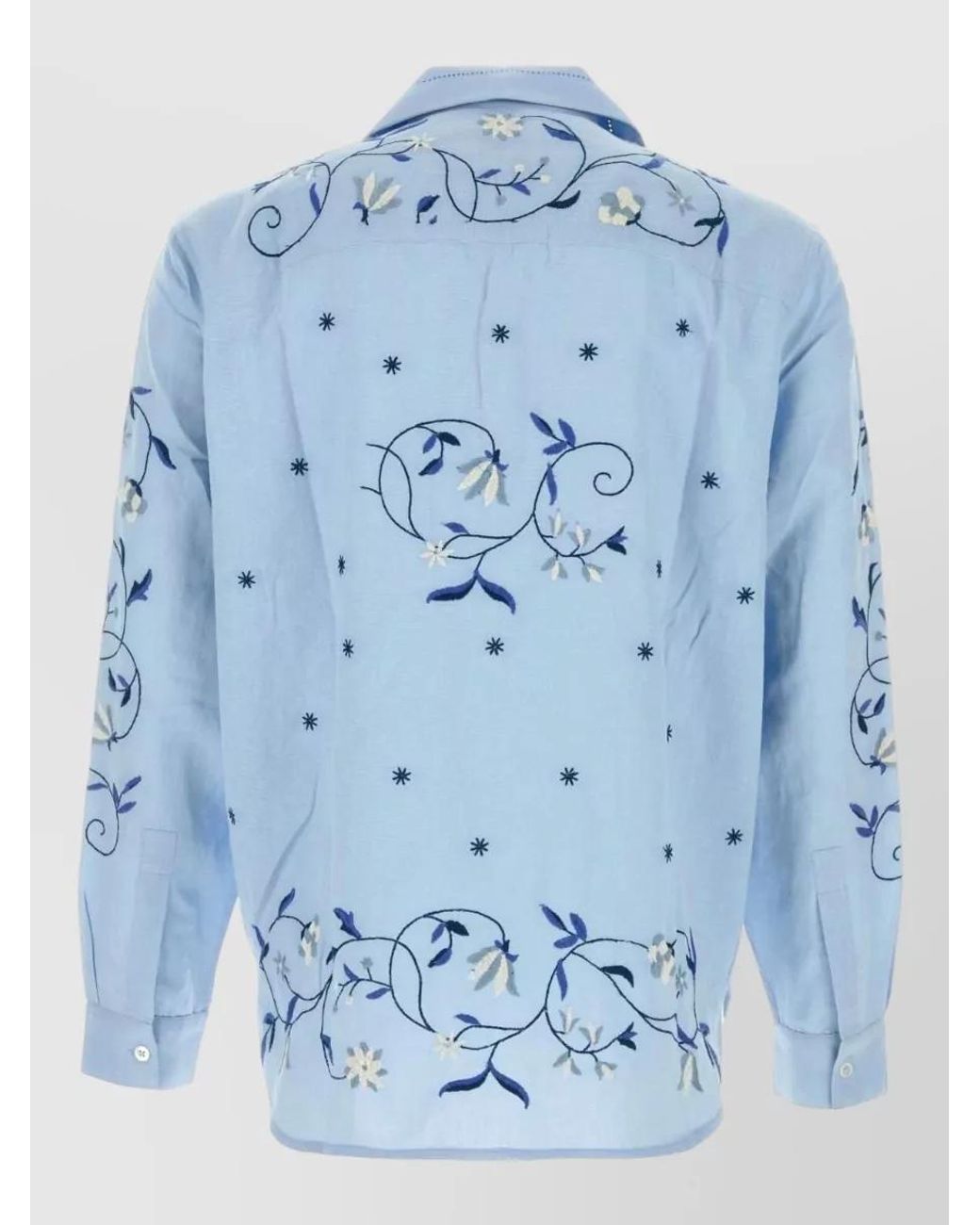 BAZISZT Blue Embroidered Cotton Blend Shirt for men