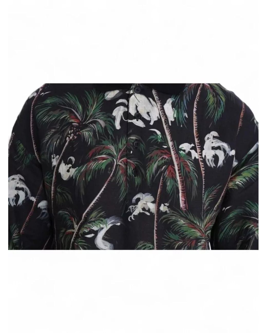 Dolce & Gabbana Black Printed Linen Short-Sleeve Polo Shirt for men