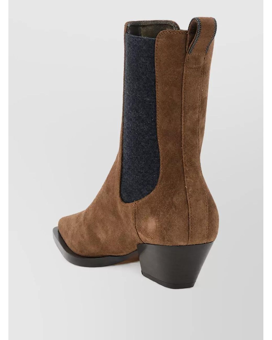 Brunello Cucinelli Brown Suede Texan Ankle Boots