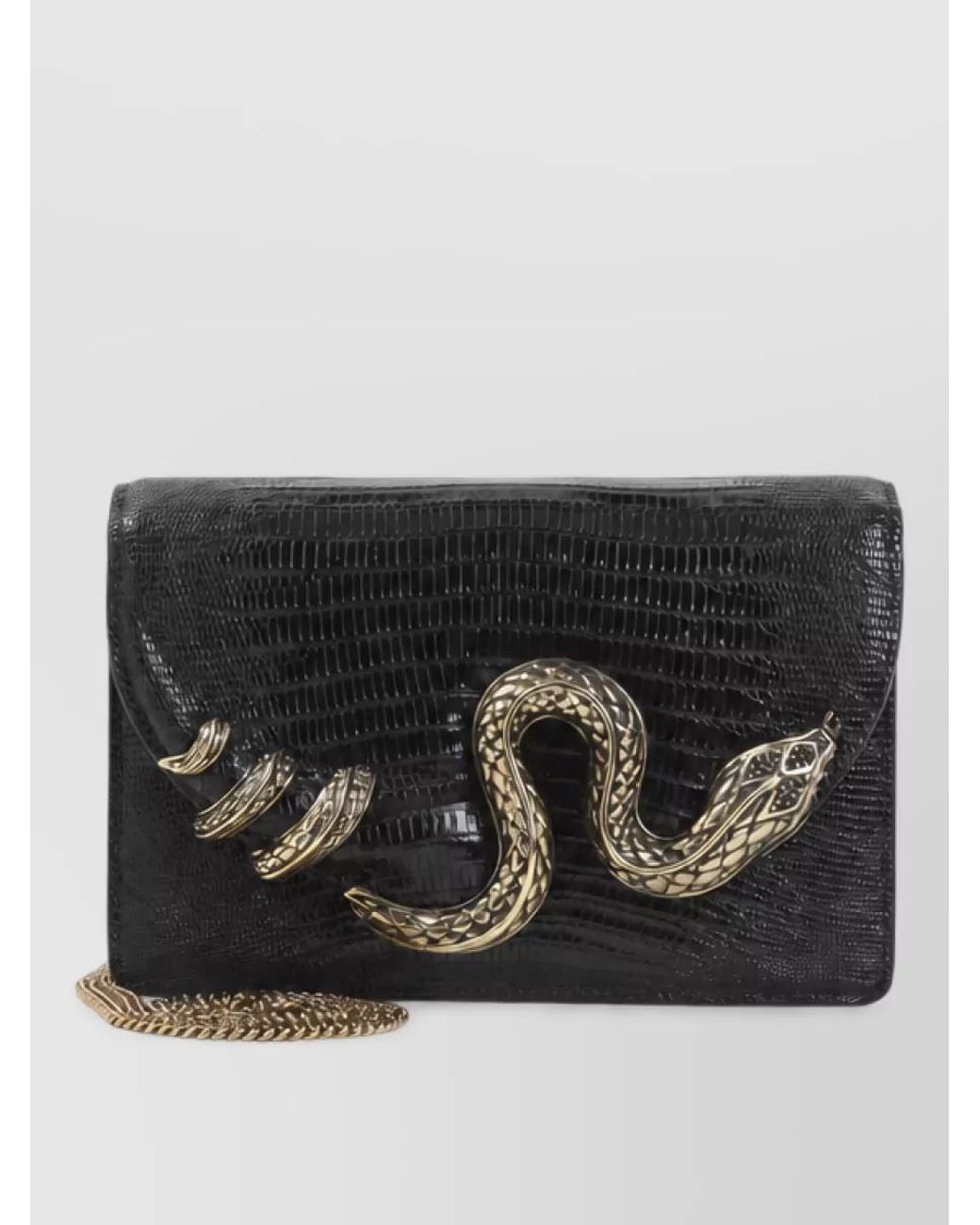 Roberto Cavalli Black Leather Shoulder Bag