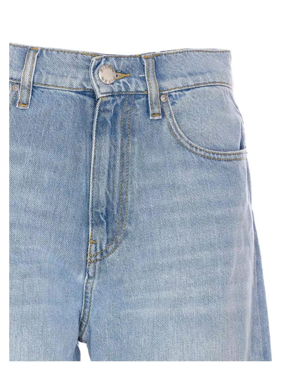 Pinko Blue Denim High-Rise Wide-Leg Jeans