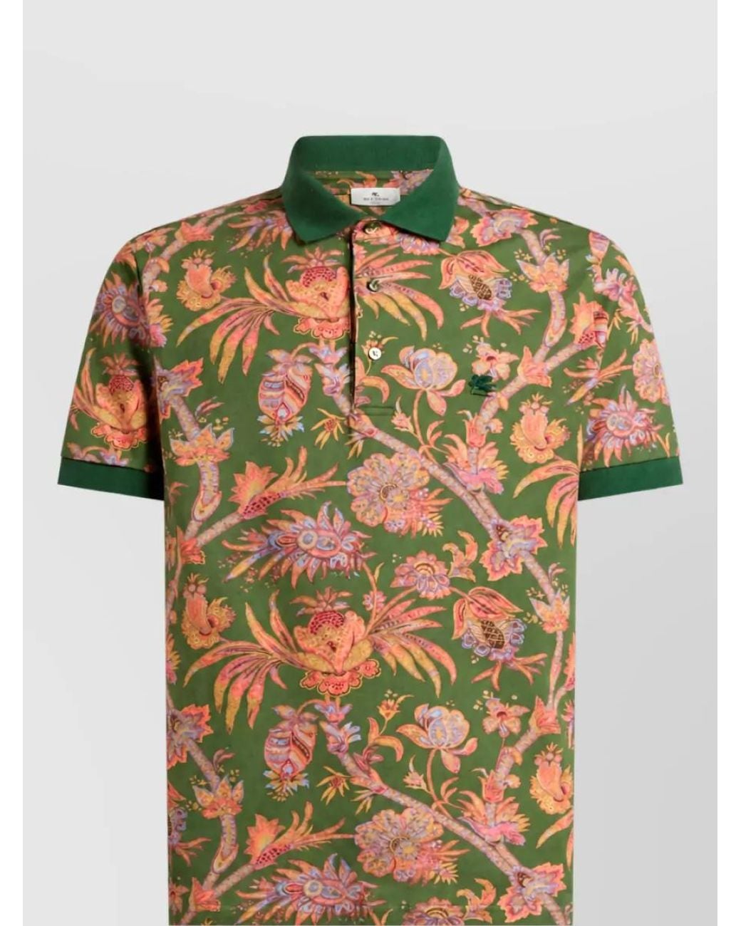 Etro Multicolor Cotton Printed Short-Sleeve Polo Shirt for men