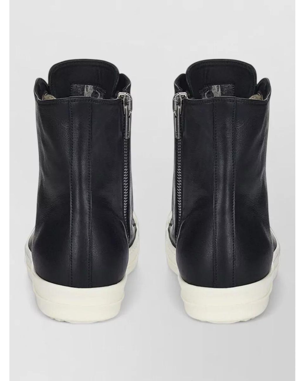 Rick Owens Black Leather High-Top Sneakers