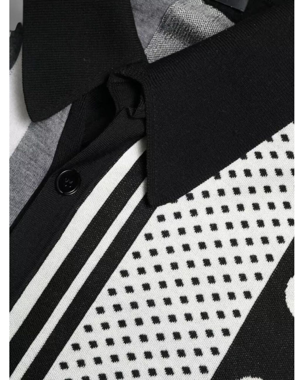 Dolce & Gabbana Black Silk Blend Slim-Fit Striped Polo Shirt for men