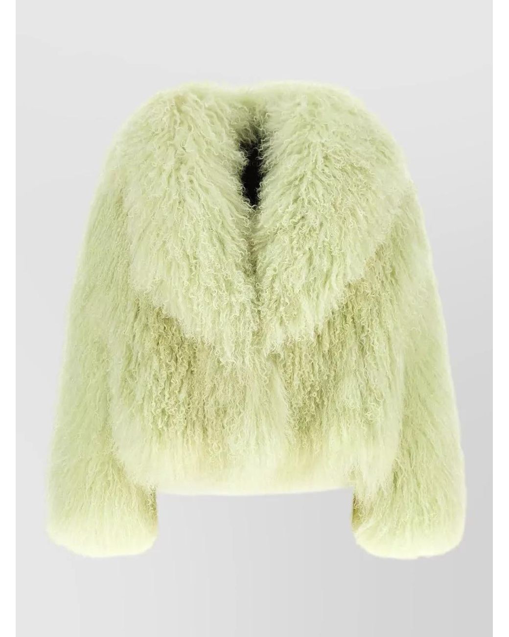 Blancha Metallic Shearling Curly-Texture Shawl-Collar Jacket