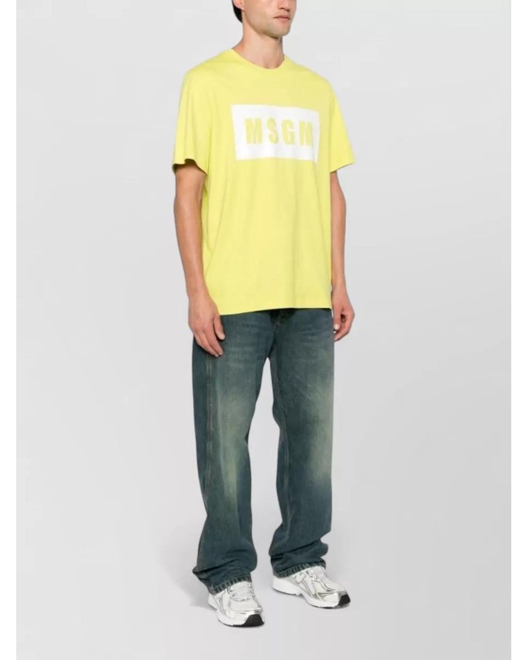 MSGM Yellow Short Sleeve T-Shirt for men