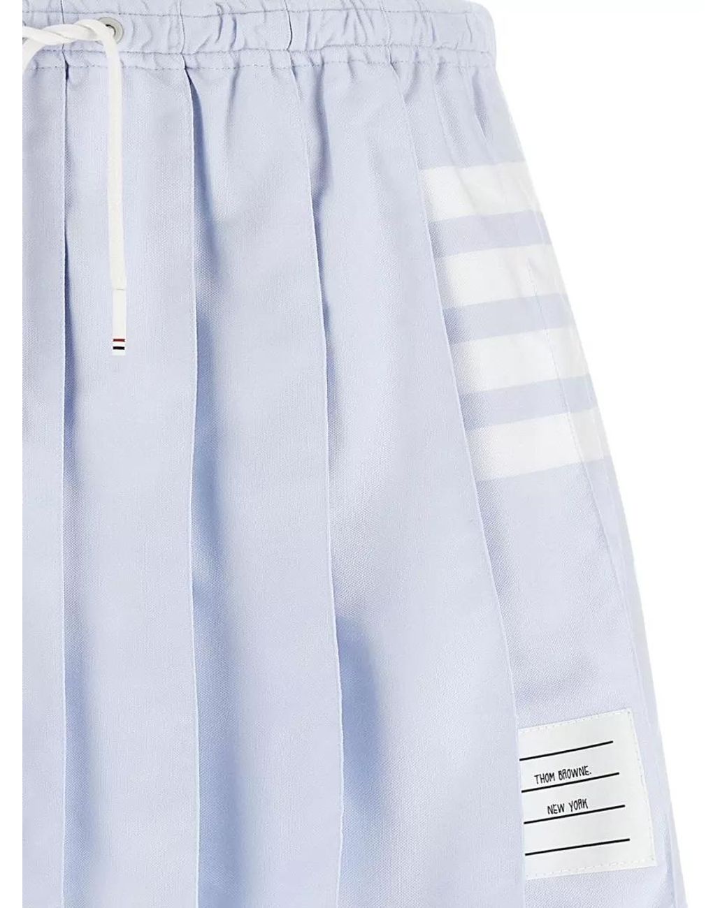 Thom Browne Blue Cotton Pleated Mini Skirt