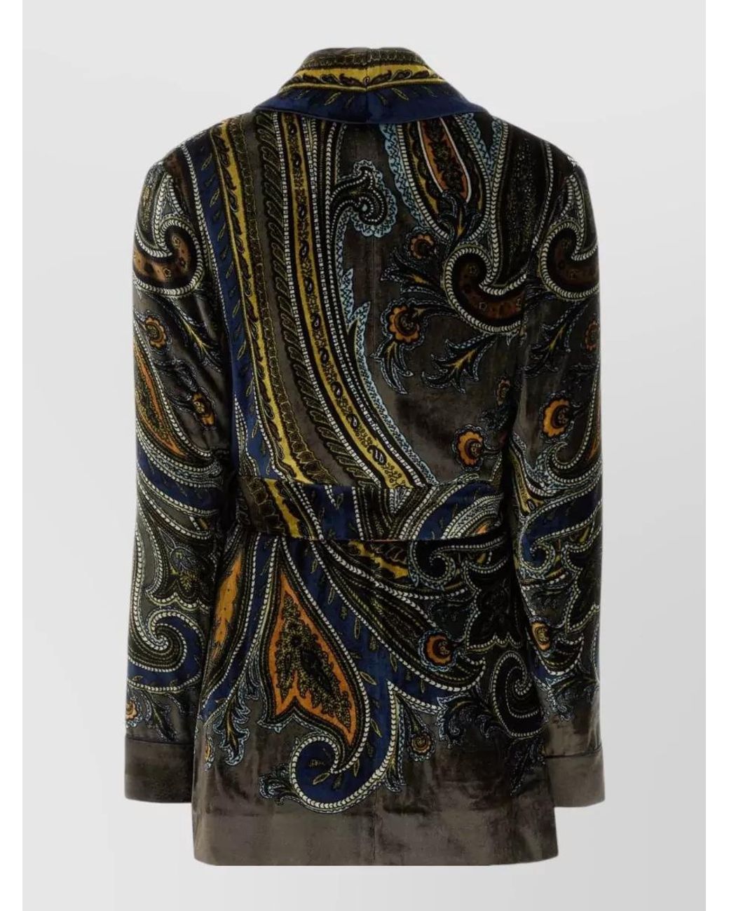 Etro Black Printed Velvet Single Breasted Coat