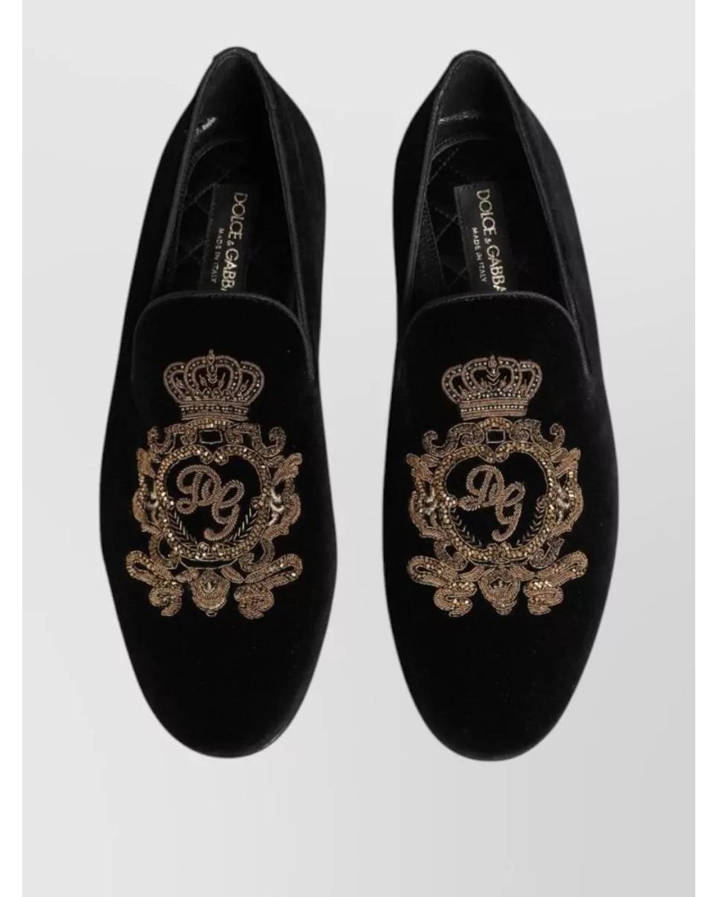 Dolce & Gabbana Black Velvet Slippers for men