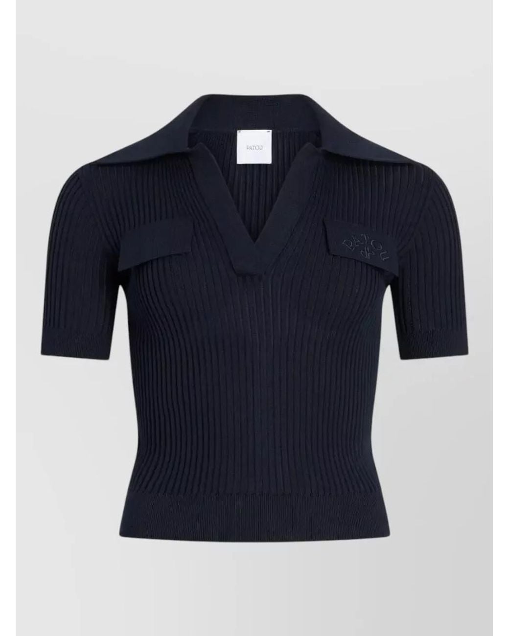 Patou Blue Embroidered Knitted Cotton Polo Shirt