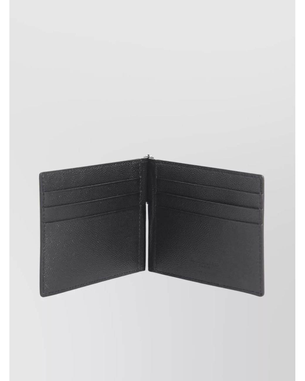 Saint Laurent Black Leather Bi-Fold Money Clip Wallet for men