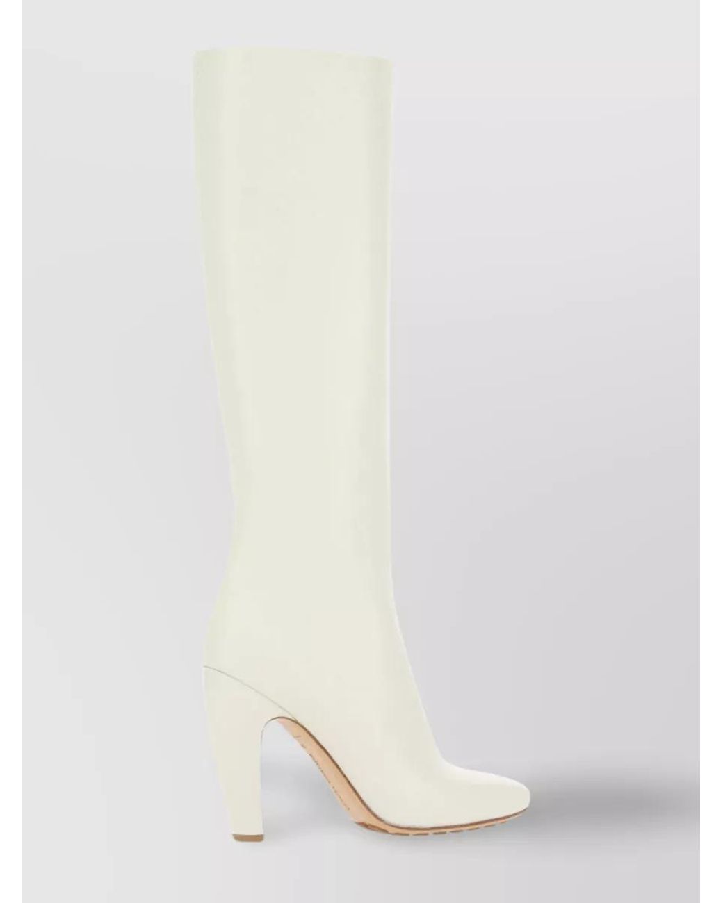 Bottega Veneta White Pointed Heel Leather Boots