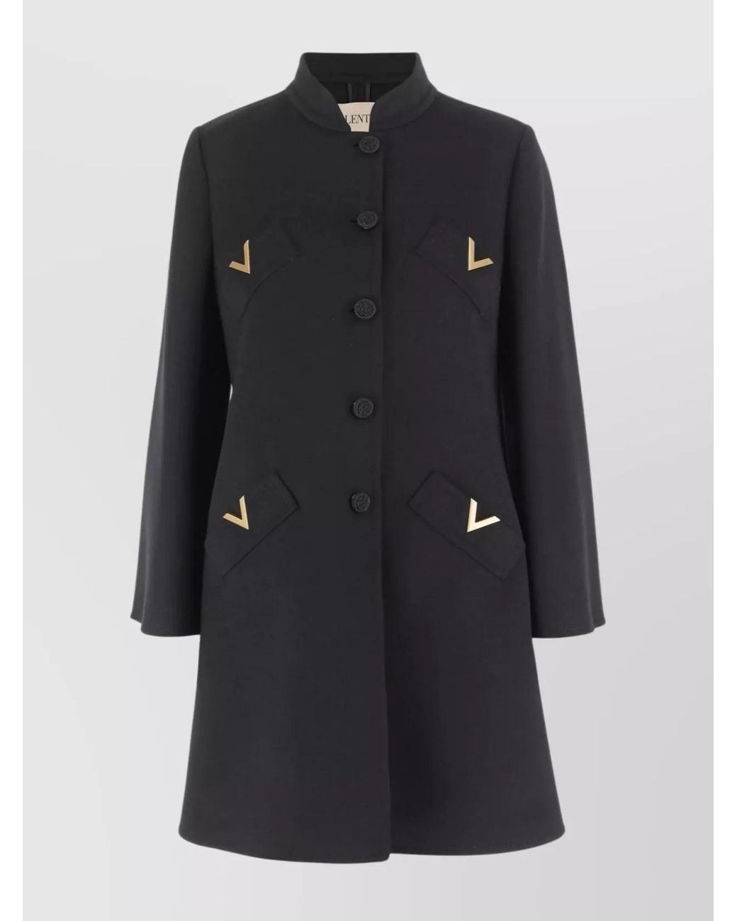 Valentino Garavani Black Cashmere-Blend Knee-Length Single-Breasted Coat