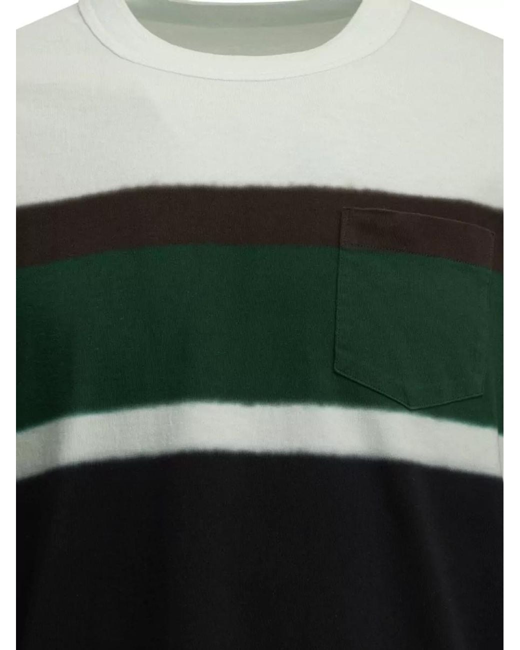 Sacai Green Cotton Crew-Neck T-Shirt for men