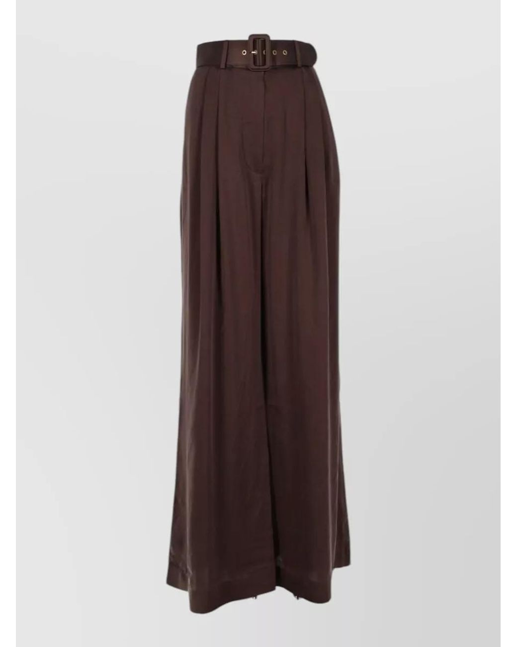 Zimmermann Brown Silk Straight-Leg Trousers