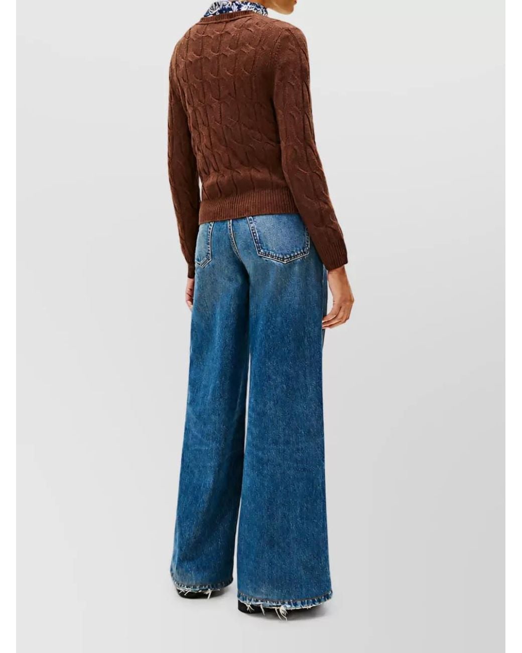 Tommy Hilfiger Brown Cable-Knit Wool Long-Sleeve Sweatshirt