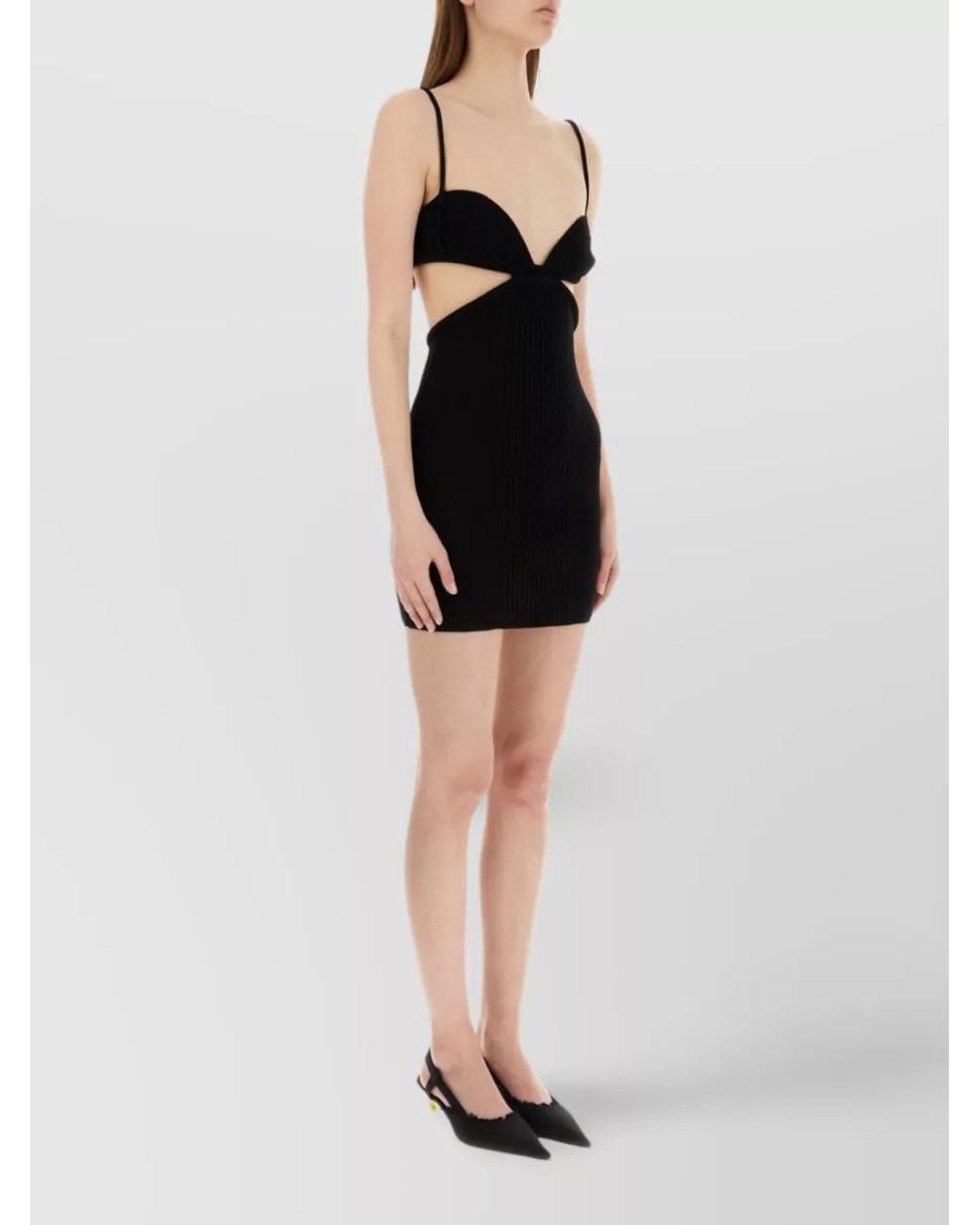 Off-White c/o Virgil Abloh Black Ribbed Cutout Mini Dress