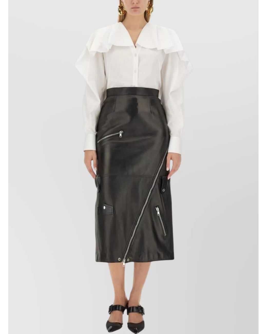 McQueen White Draped Cotton Blouse
