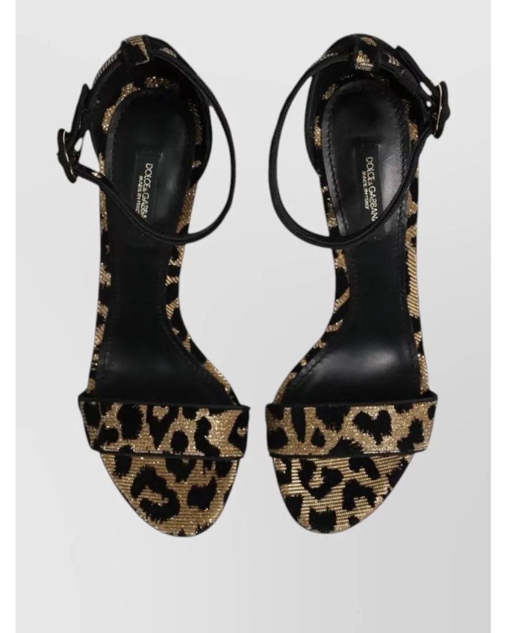 Dolce & Gabbana Black Leopard Ankle Strap Sandals