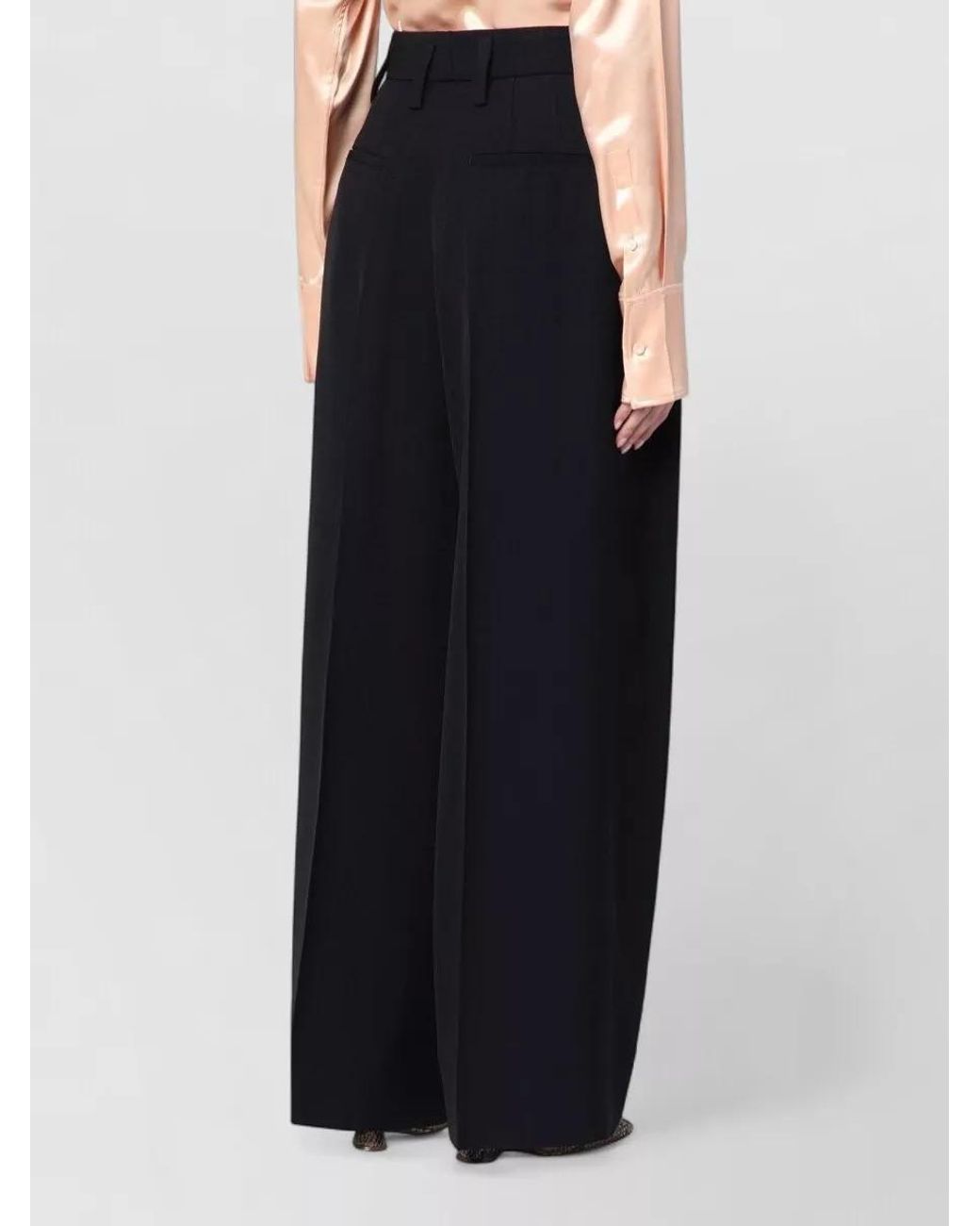 Jil Sander Black Silk-Blend Wide-Leg Trousers