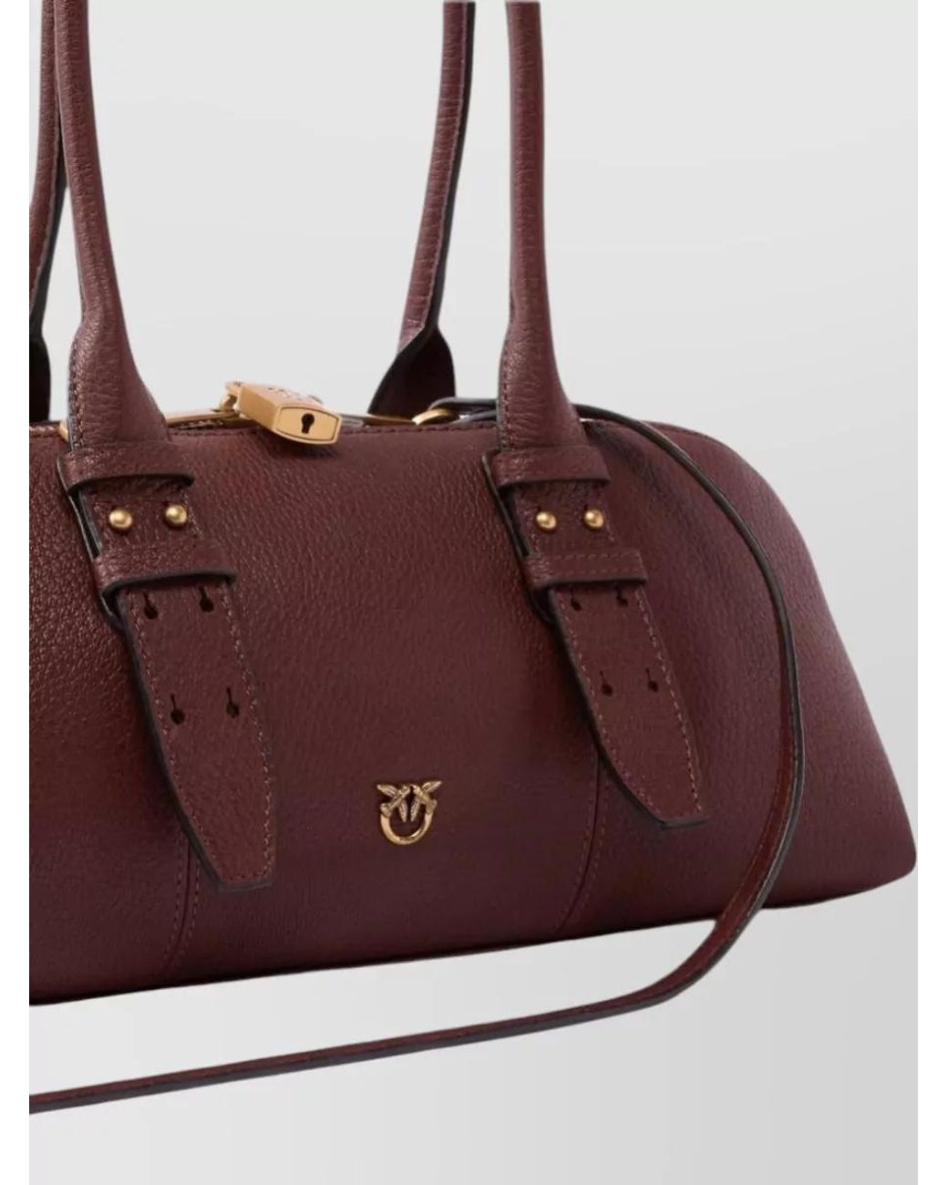 Pinko Purple Bowling Horizontal Big Sheep Leather Shoulder Bag