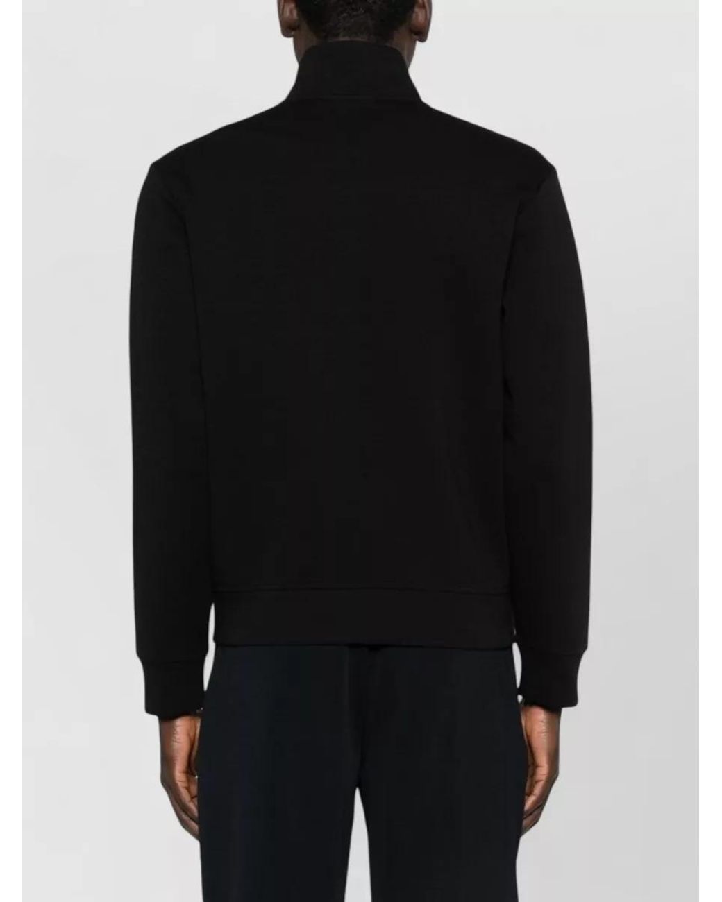 Emporio Armani Black Cotton-Blend Regular-Fit High-Neck Zip Sweatshirt for men
