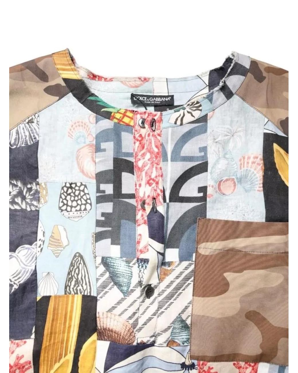 Dolce & Gabbana Black Silk Patchwork Short-Sleeve T-Shirt for men