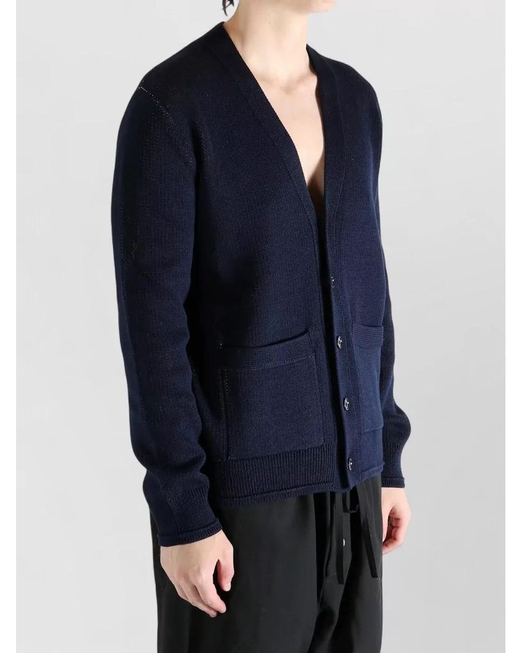 Givenchy Blue Cotton V-Neck Cardigan for men