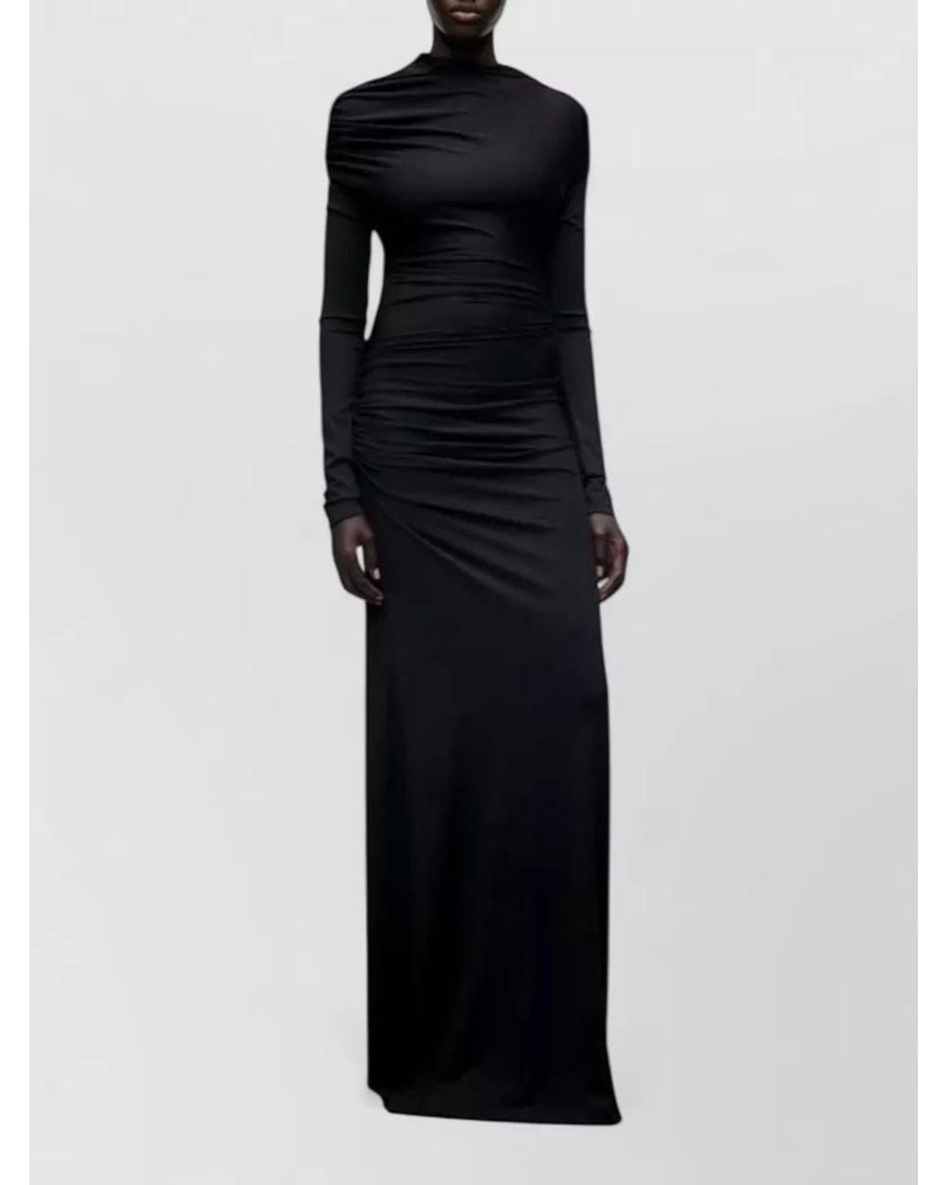 Victoria Beckham Black Draped Maxi Gown