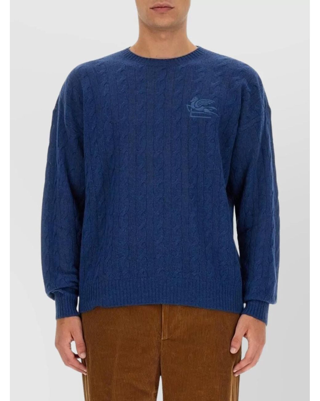Etro Blue Cashmere Regular-Fit Jumper for men