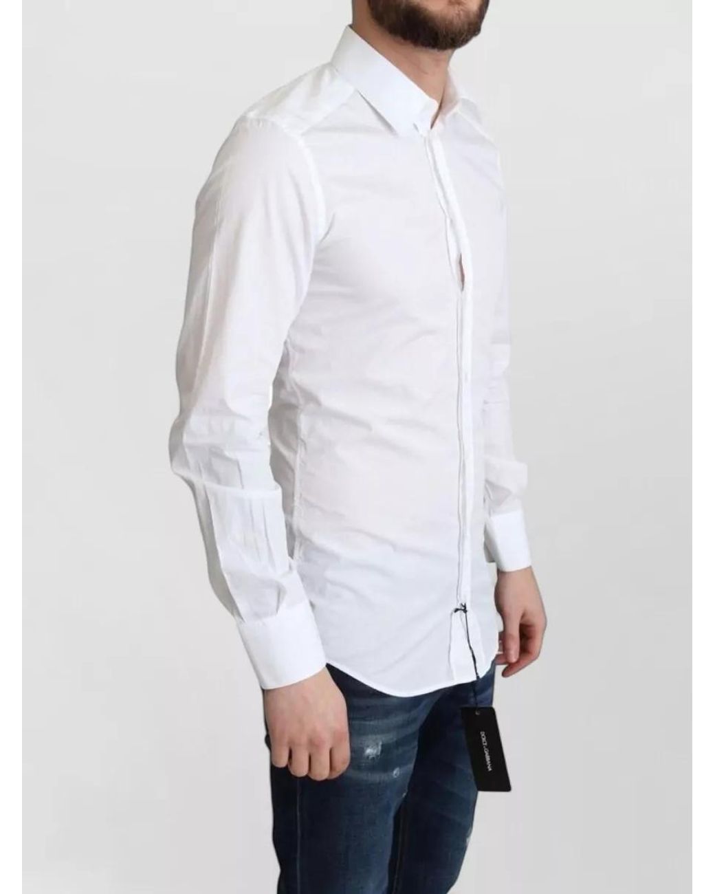 Dolce & Gabbana White Slim-Fit Long-Sleeve Shirt for men