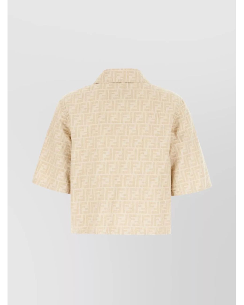 Fendi Natural Denim Ff Jacquard Cropped Jacket