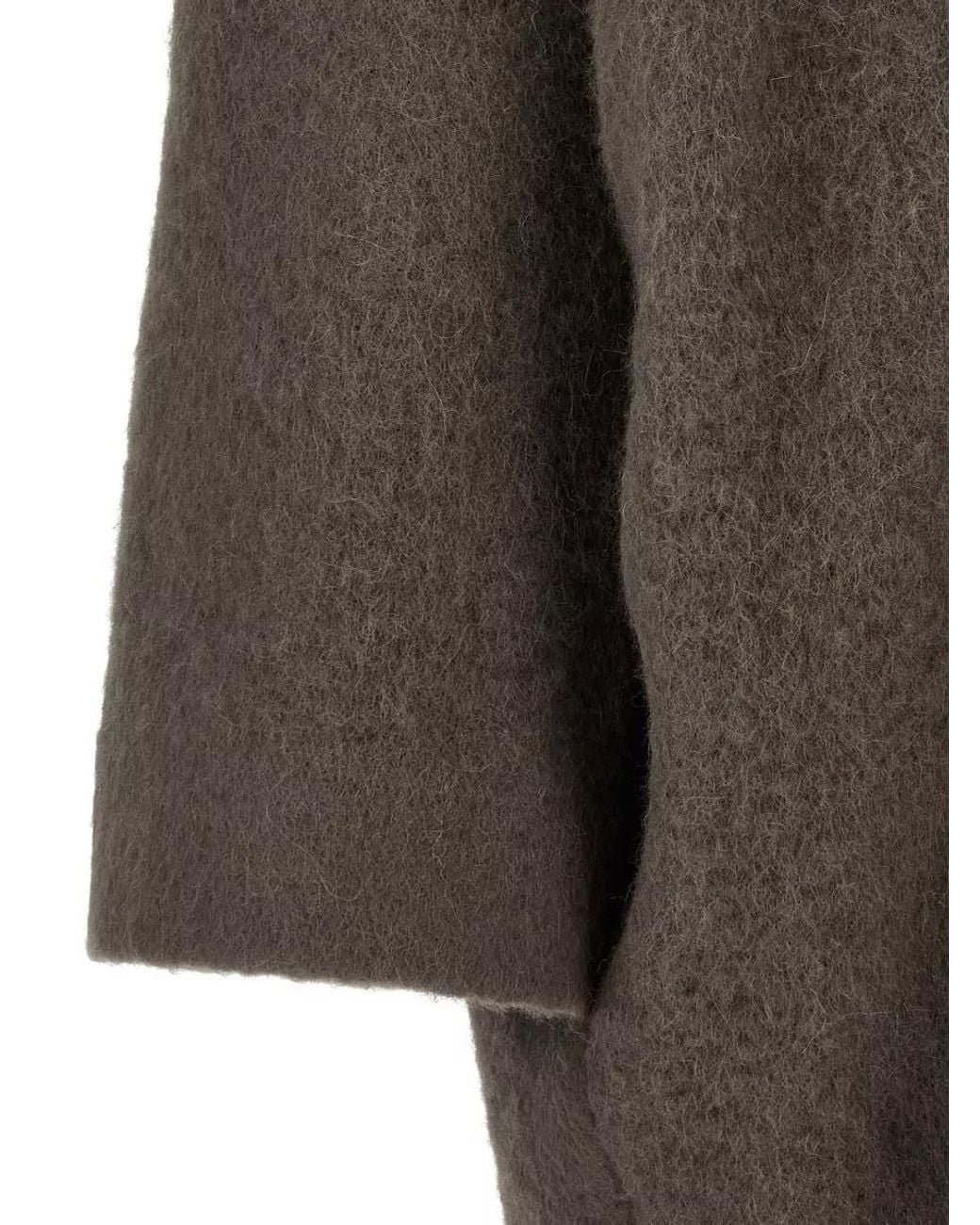 Rick Owens Brown Alpaca Wool Bouclé Cocoon Coat for men
