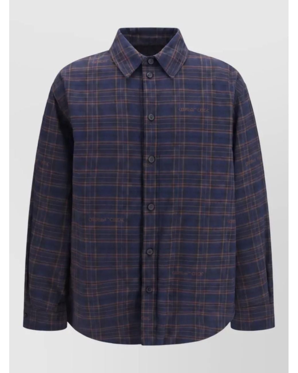 Off-White c/o Virgil Abloh Blue Cotton Oversized Padded Checked Shirt for men