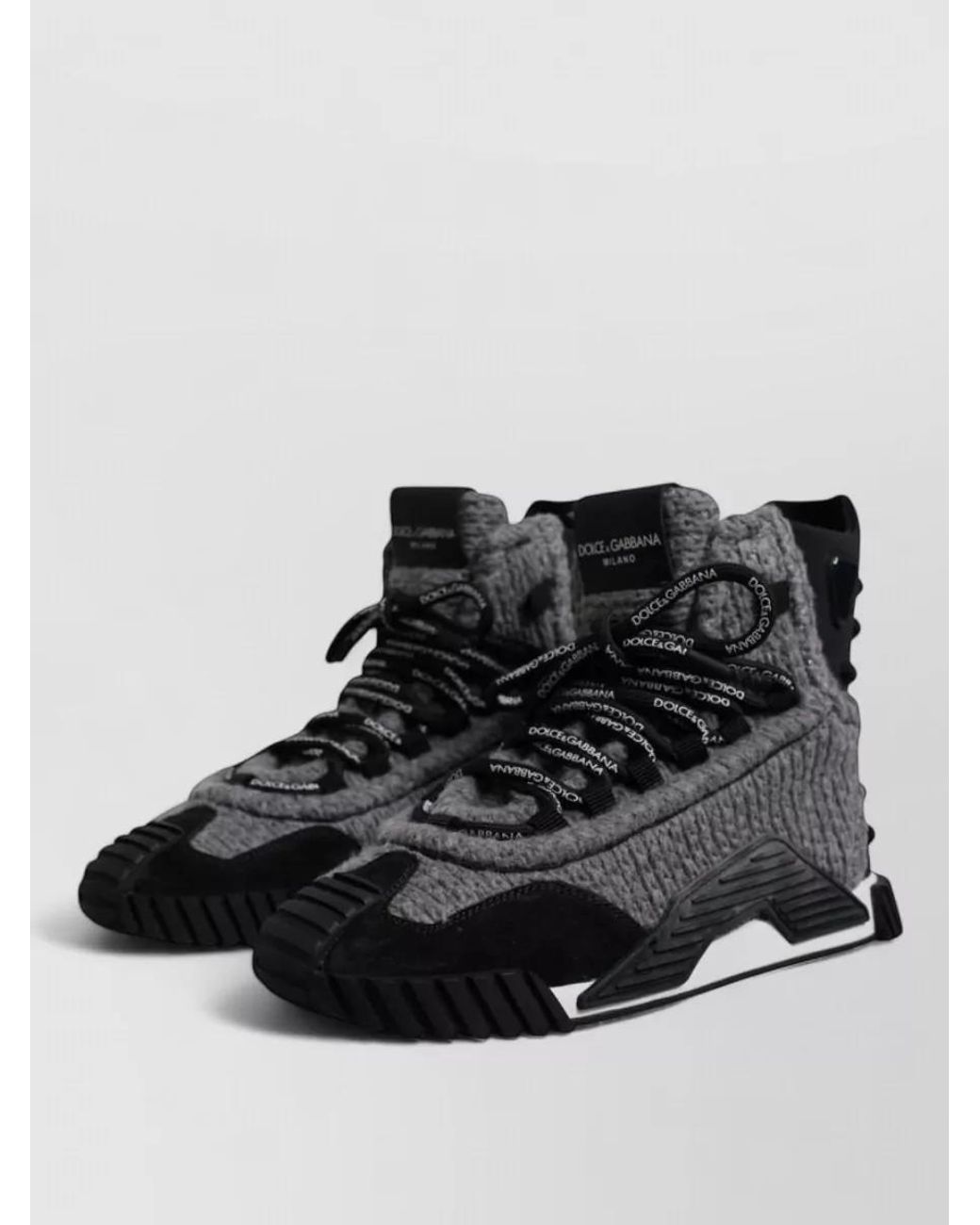 Dolce & Gabbana Black Wool Suede High-Top Sneakers