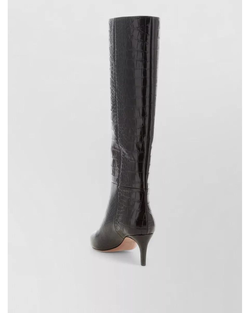 Paris Texas White Leather Croc-Effect Knee-High Boots