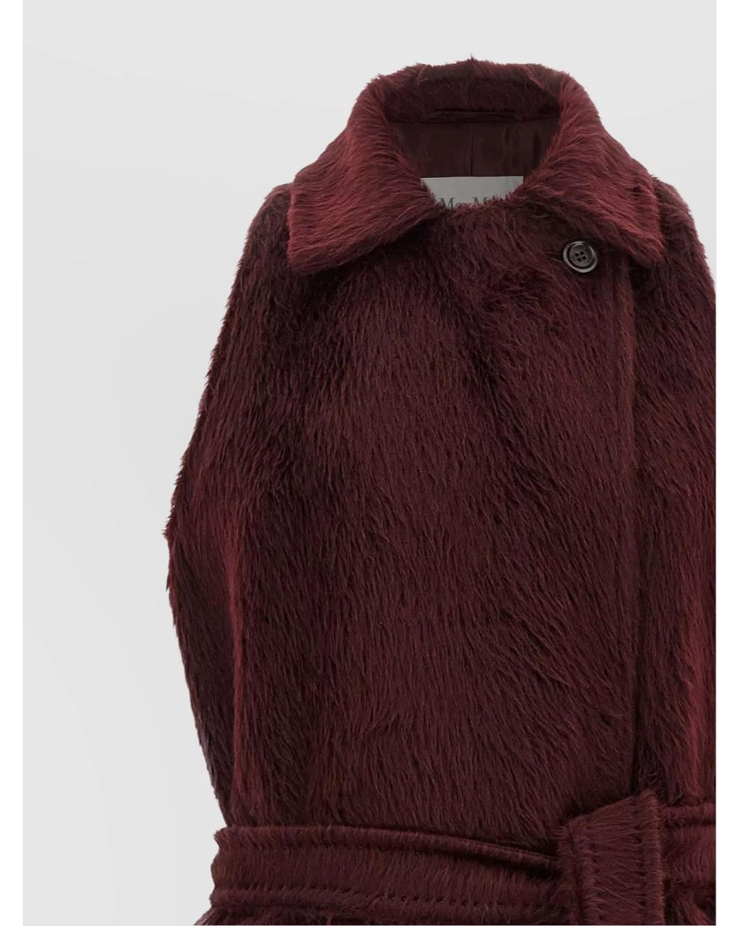 Max Mara Purple Alpaca Wool Long Sleeveless Belted Coat