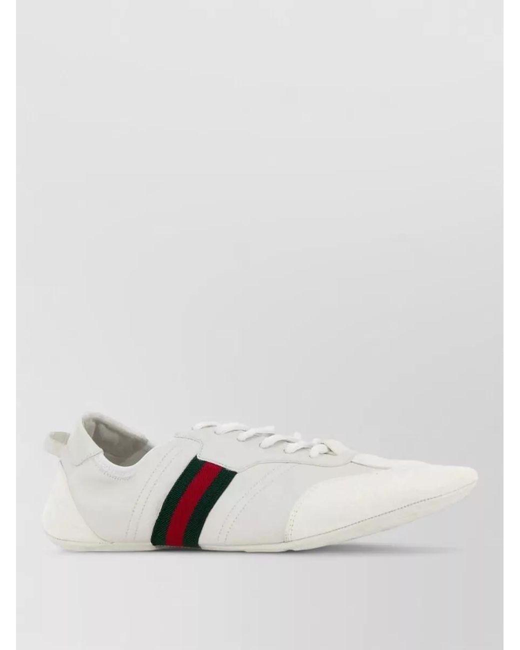 Gucci White Leather And Suede Lace-Up Sneakers for men