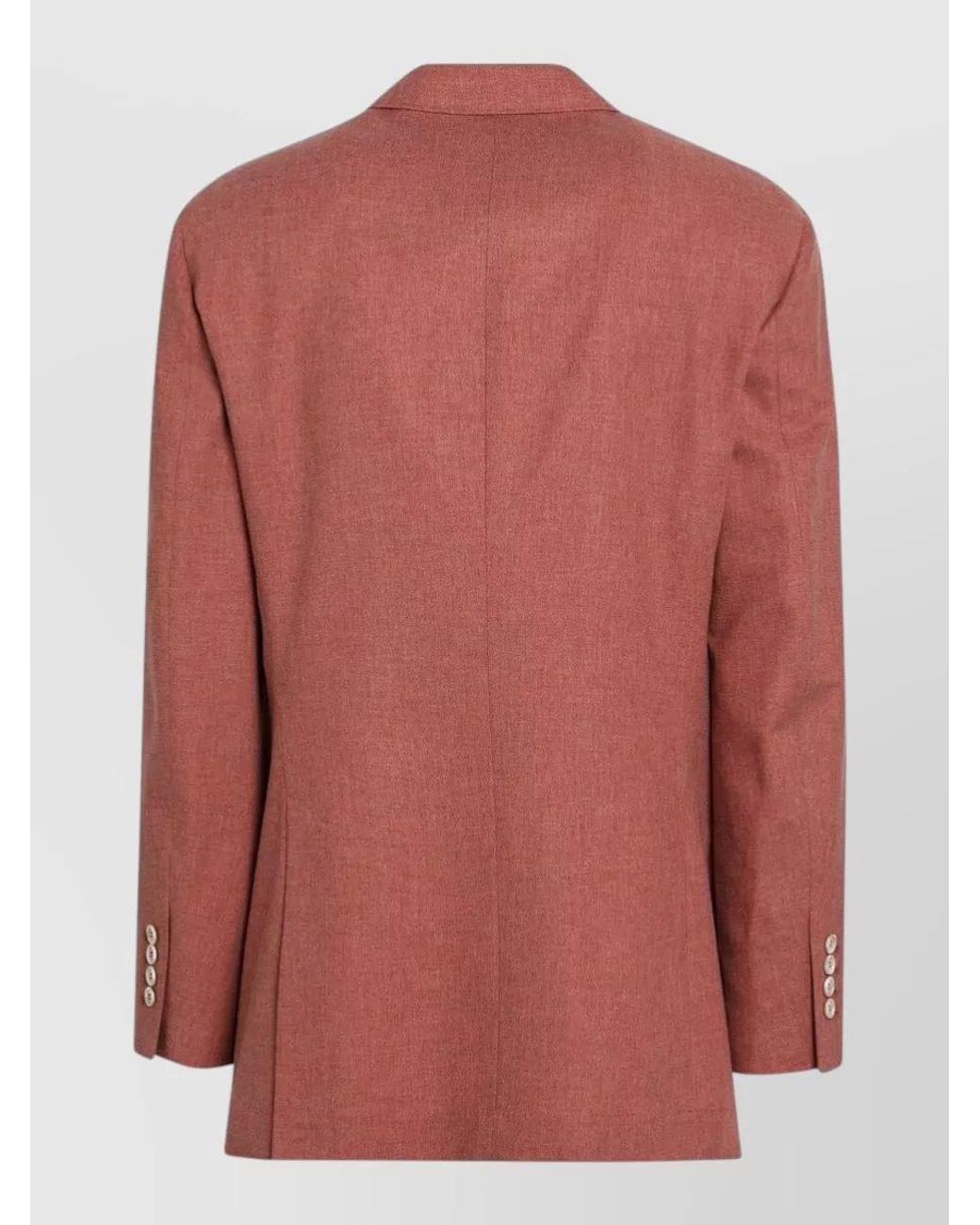 Brunello Cucinelli Orange Peach Double-Breasted Wool-Blend Jacket for men