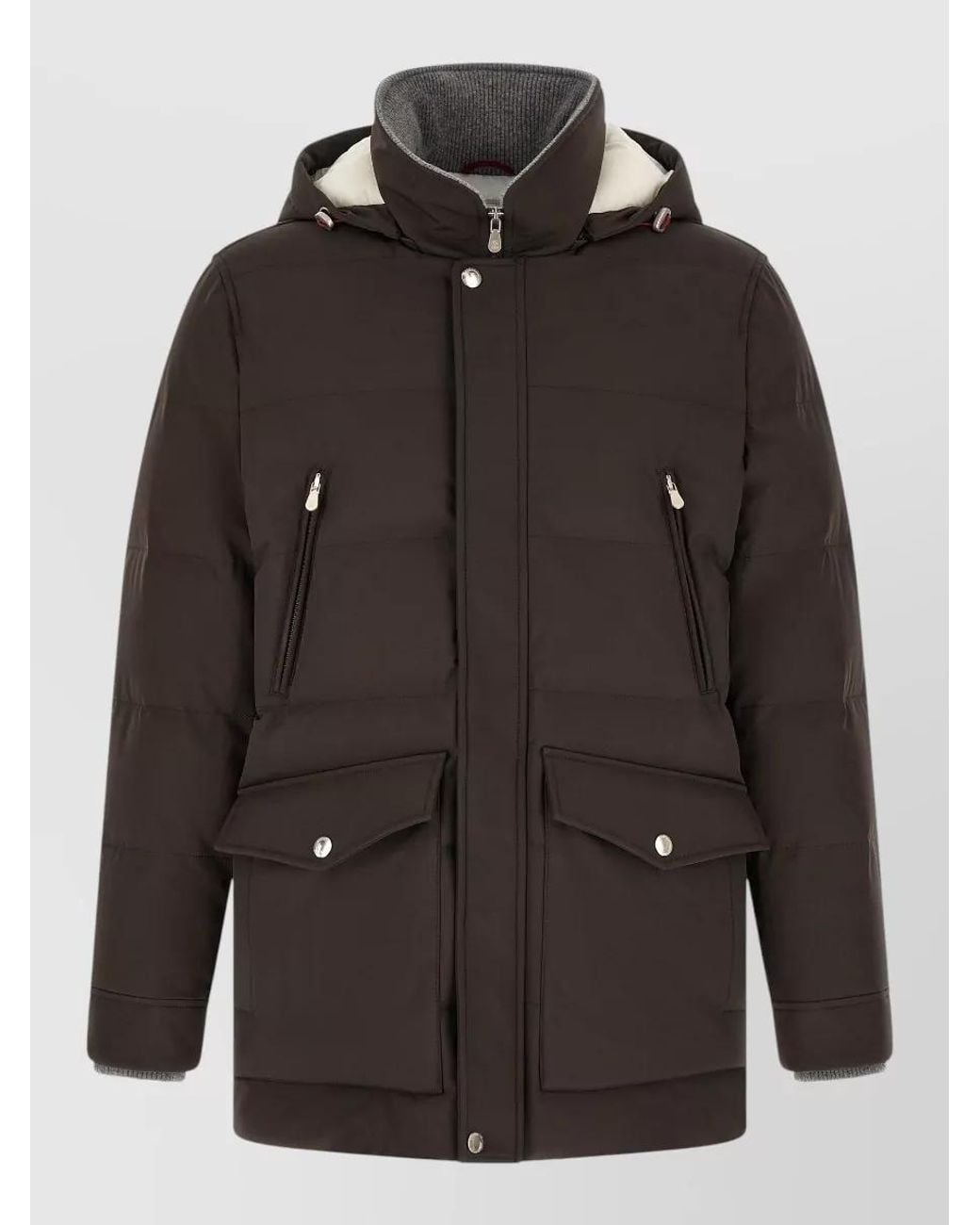 Brunello Cucinelli Black Down Quilted Parka for men