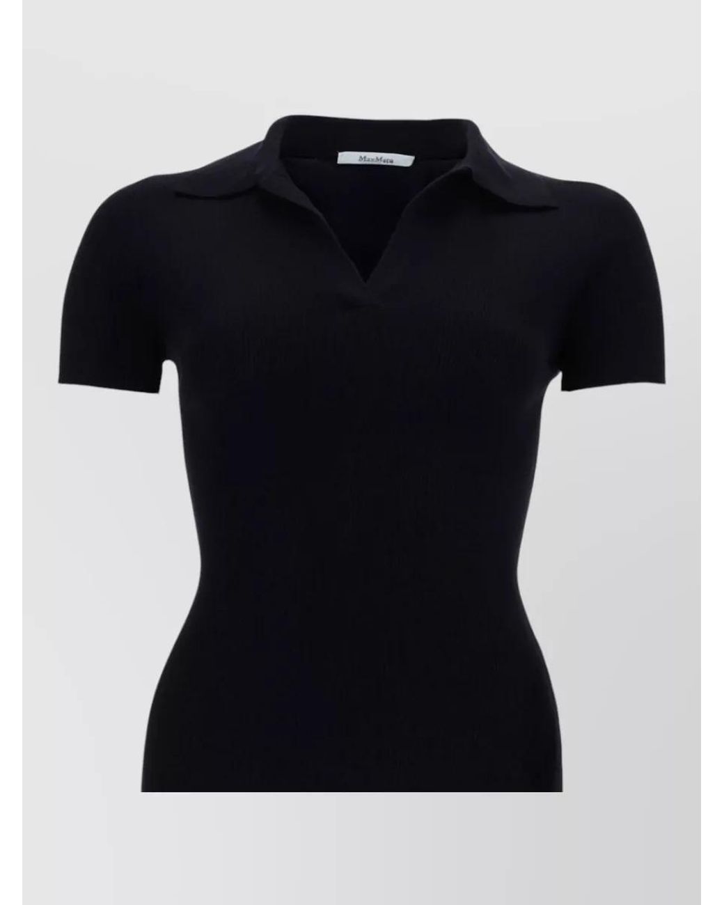 Max Mara Black Virgin Wool Collared Knitted Top