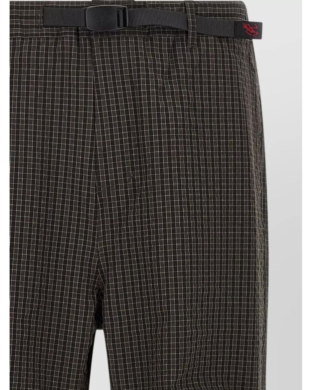Gramicci Gray Checked Wide-Leg Cargo Shorts for men
