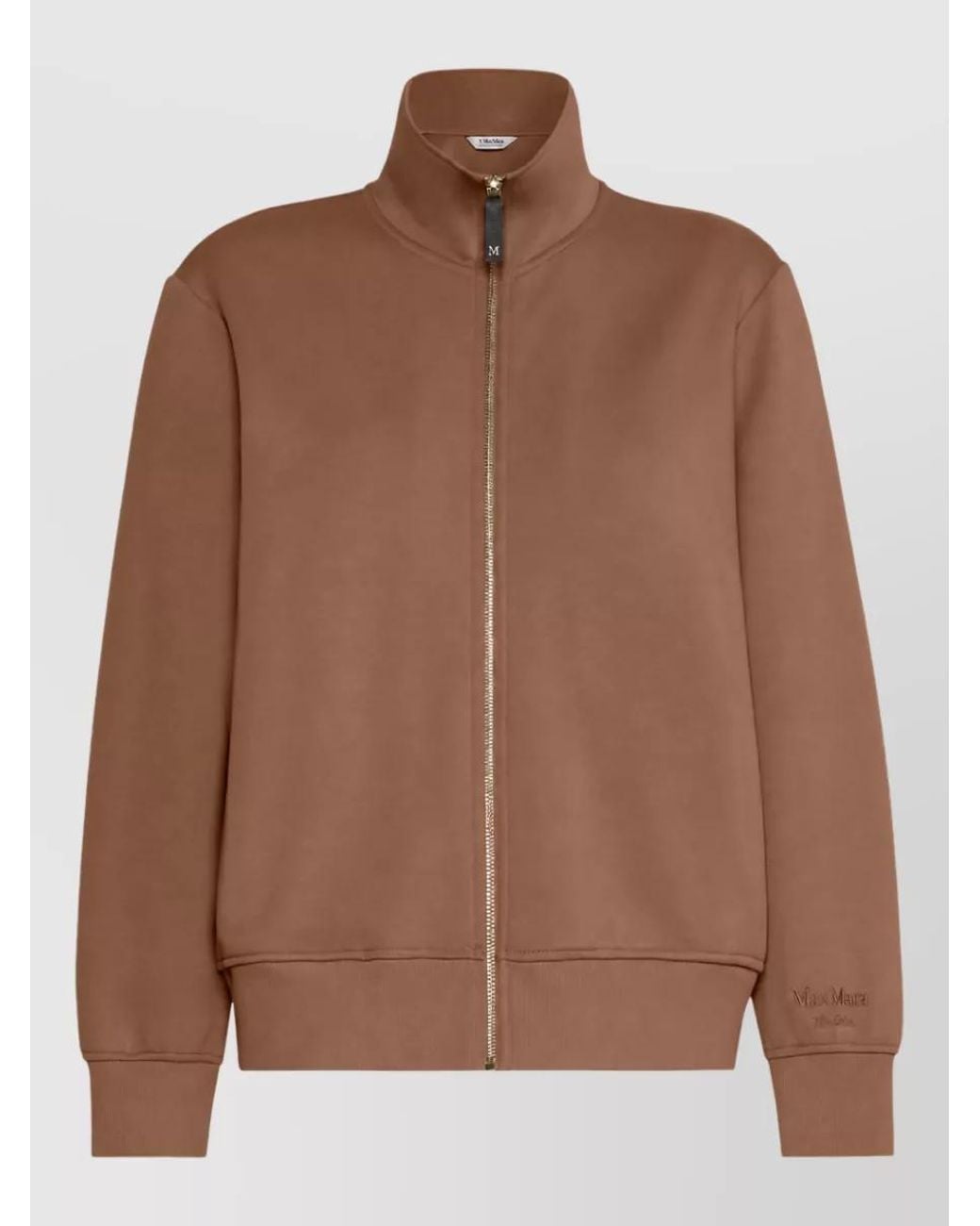 Max Mara Brown High-Neck Zip-Up Sweatshirt