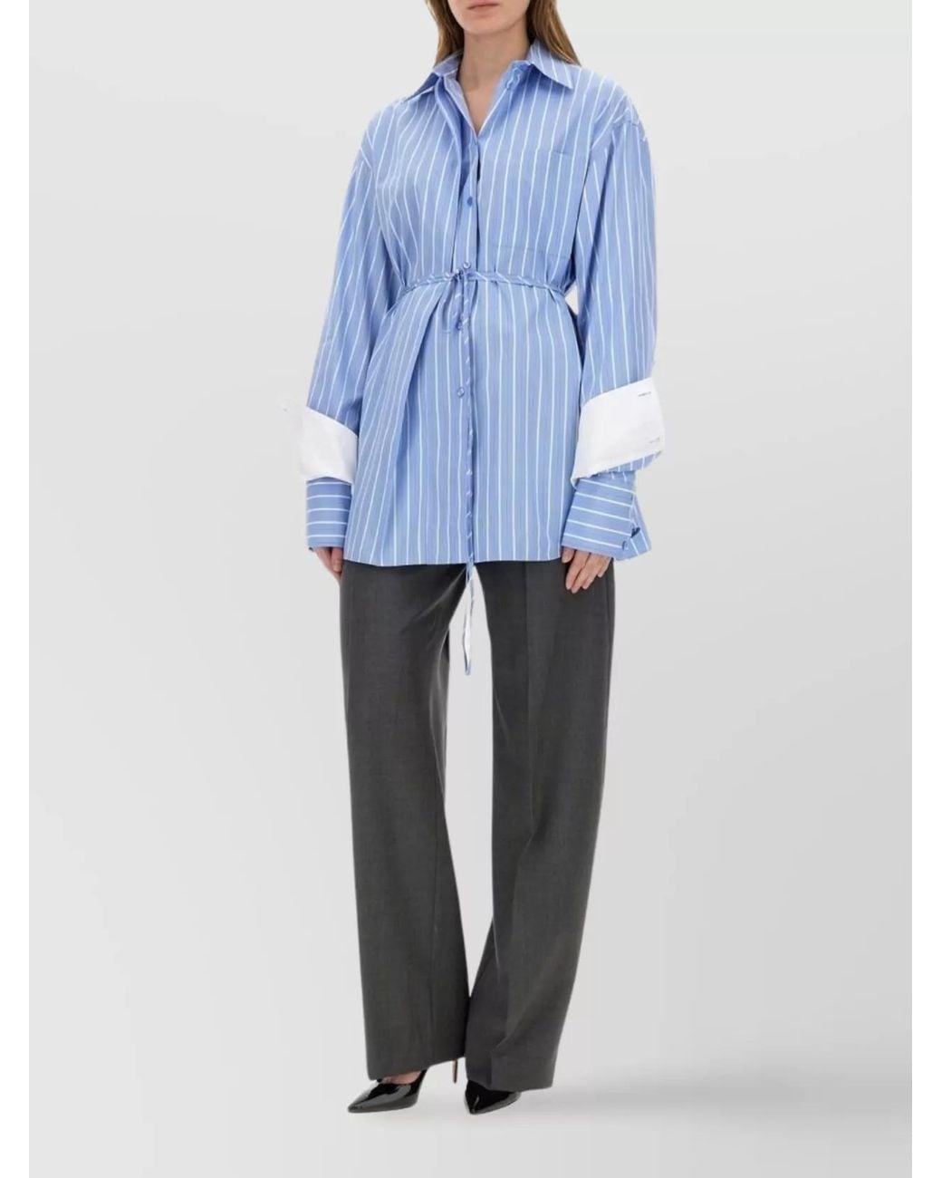 Sportmax Blue Cotton Oversized Shirt