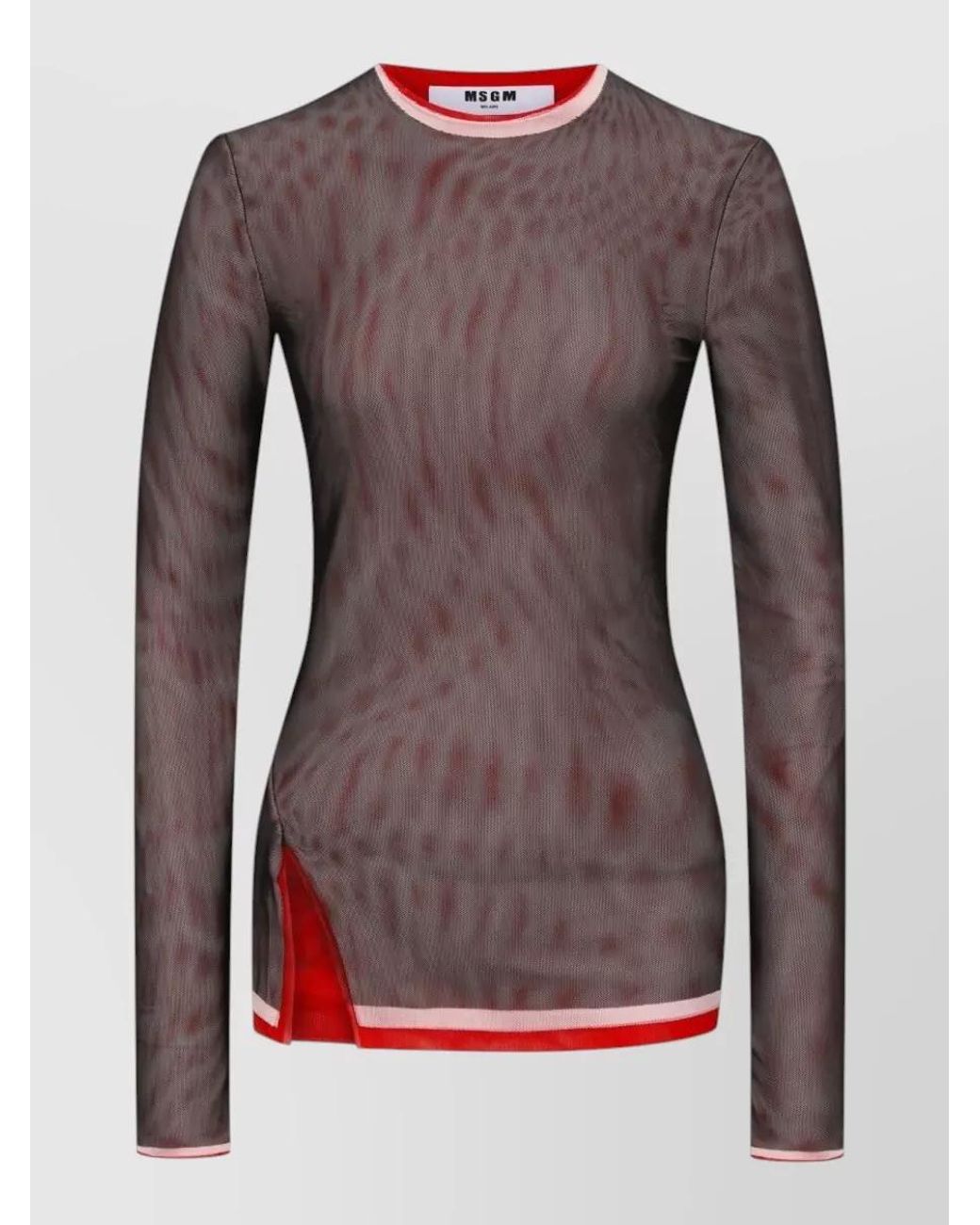 MSGM Brown Slim-Fit Long-Sleeve Blouse