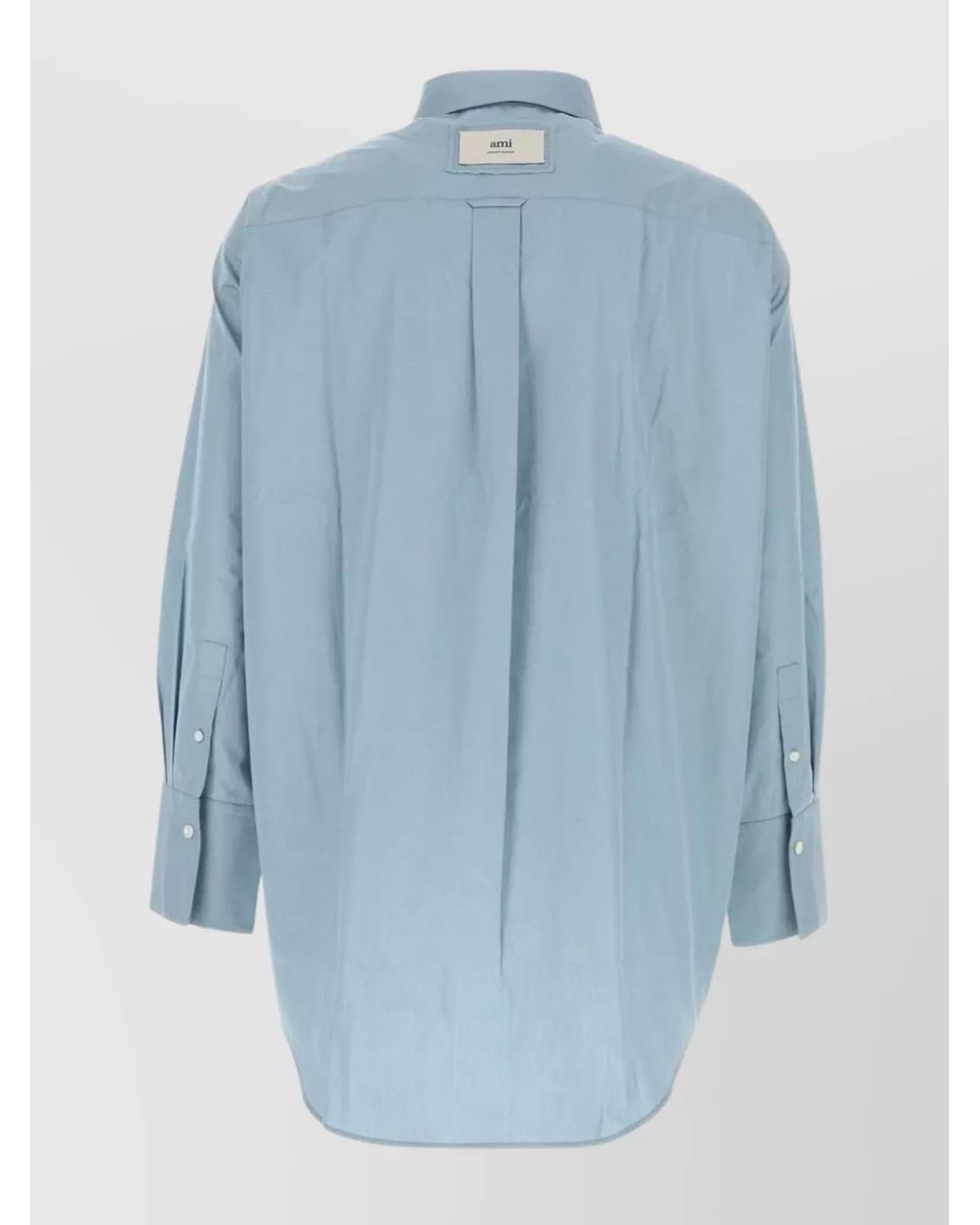 AMI Blue Cotton Poplin Shirt for men