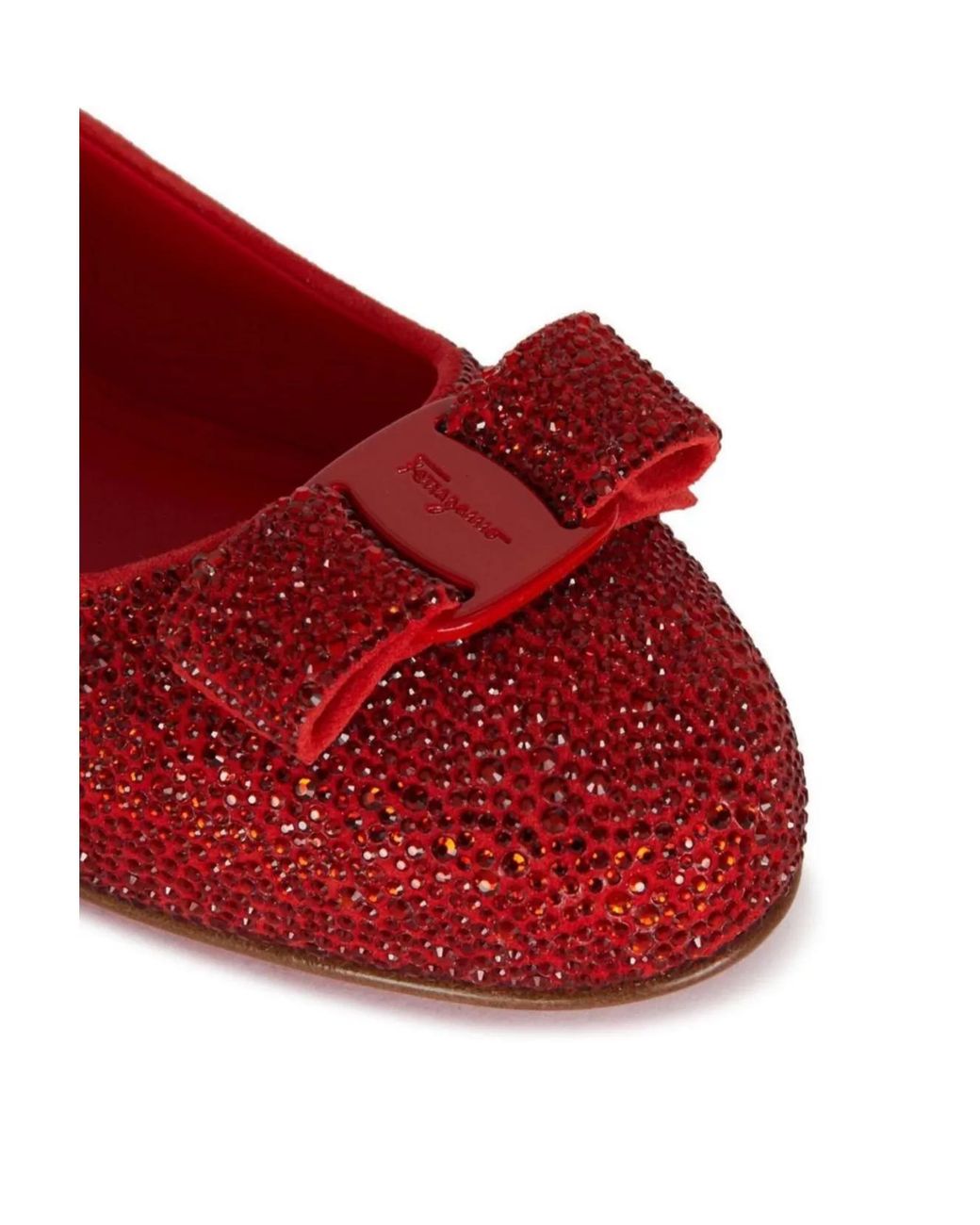 Ferragamo Red Leather Ballerina Flats