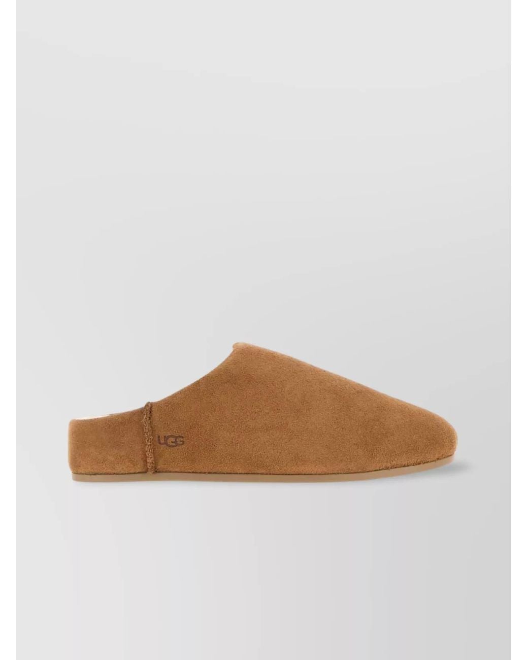 Ugg Brown Suede Leather Shearling-Lined Slip-On Slippers